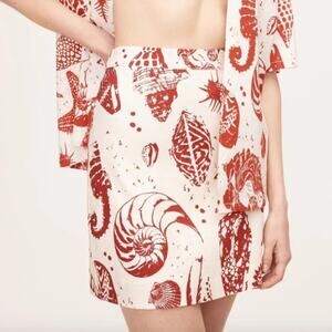 Rebecca Taylor Sea Shore Red Clay Combo Mini Skirt | Size 12 NEW